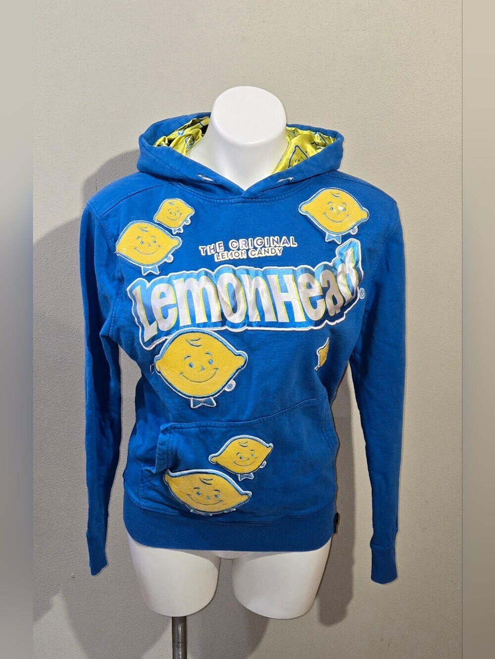 Lemonhead Hoodie Unique Rare Find Blue/Yellow de.Kryptic Size Small